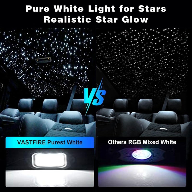 VASTFIRE Starlight Headliner Kit - 300pcs 0.03in 9.8ft Fiber Optic Star Lights for Car with 16W RGBW, Twinkle & Music Sync, APP/Remote Control for Car Roof/Bedroom Ceiling - Image 3